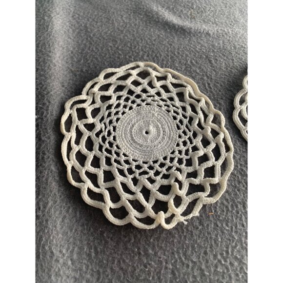 Handmade White Crochet Doily Set of Two For Home Decor & Craft Projects - Picture 6 of 12